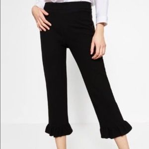Black Ruffled Zara Crop Trousers
